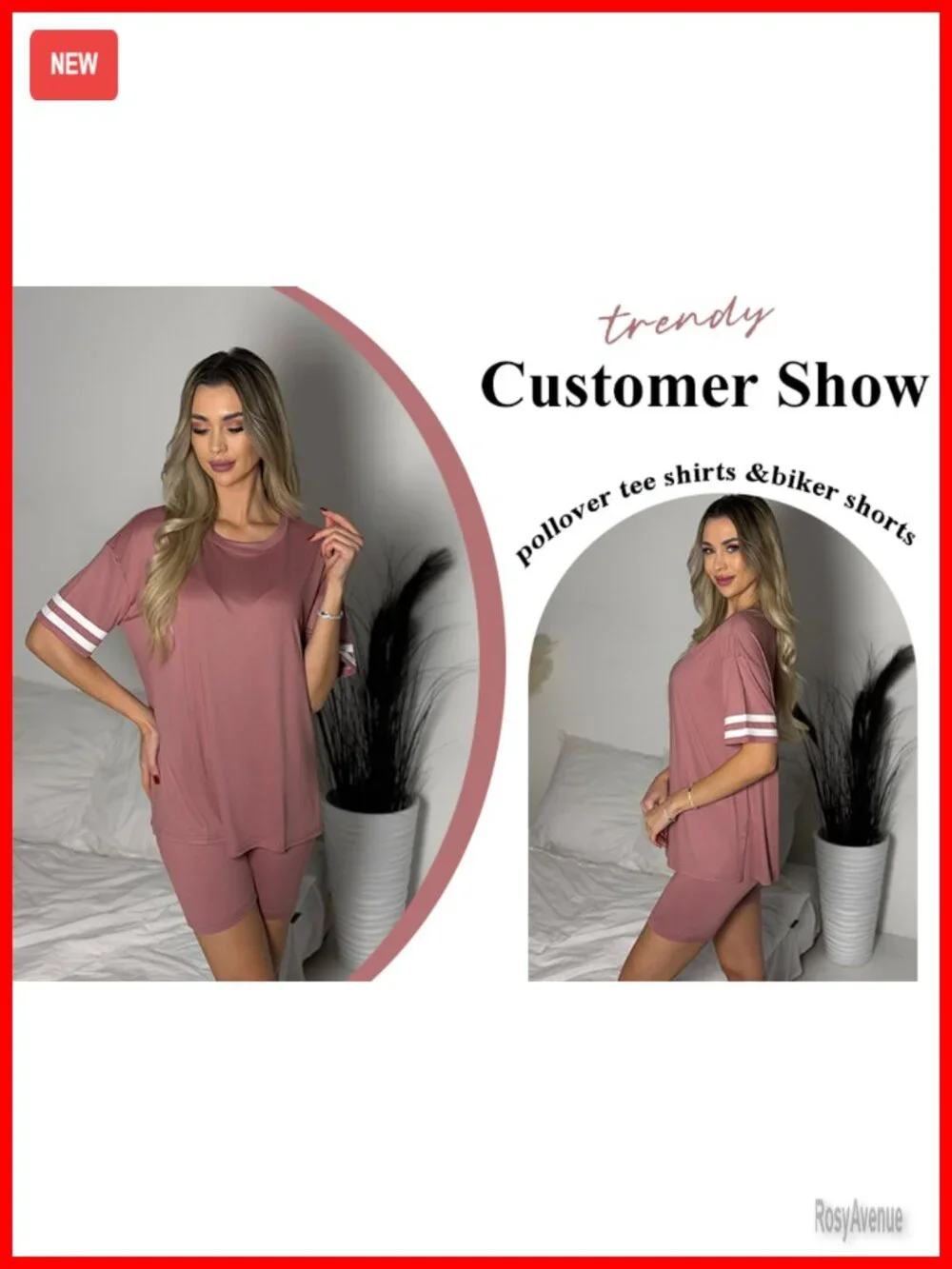 Women's 2-Piece Lounge Set with Short Sleeve Top & Biker Shorts - Soft